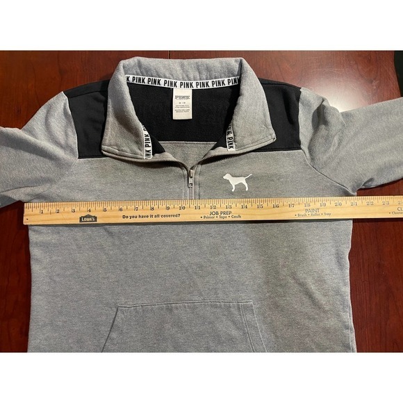 Victoria's Secret PINK 1/2 Zip Collared Sweatshirt Women's Medium Front Pocket - Picture 6 of 8